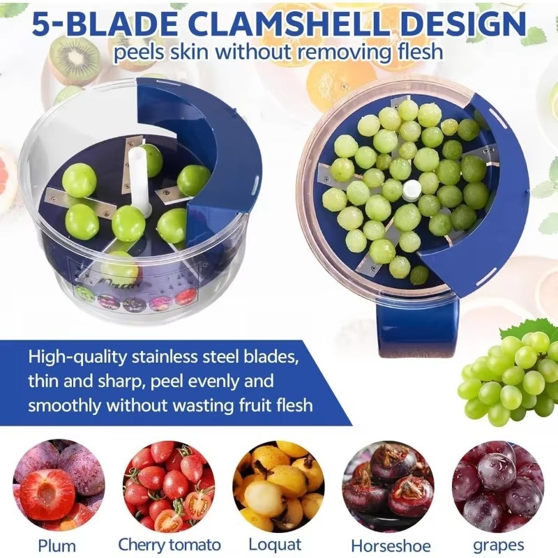 Electric Peeler Machine Rechargeable Automatic Fruit & Vegetable Peeler – Garlic, Grapes, Cherry Tomatoes Peeling Tool – Fast Portable Kitchen Gadget